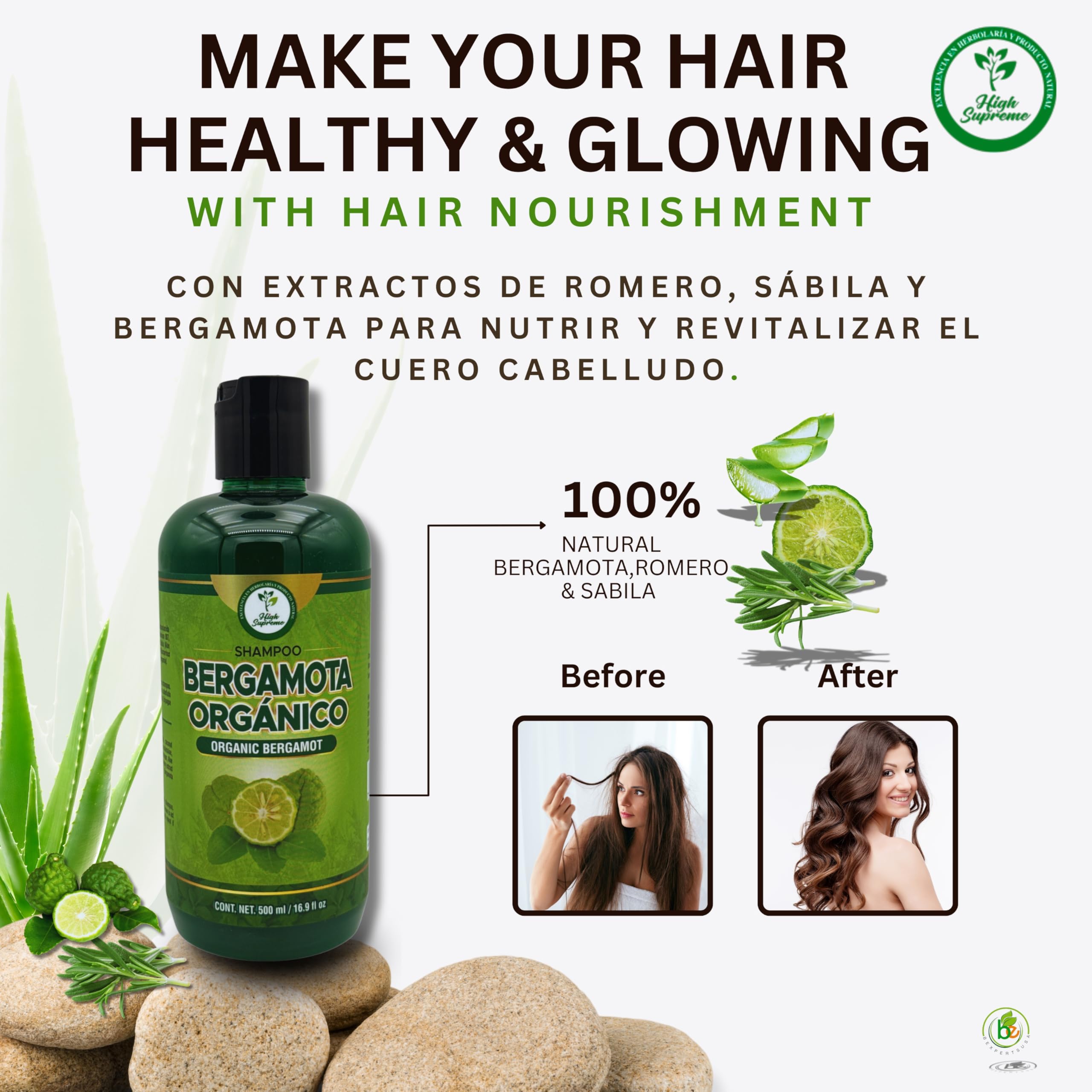 HIGH SUPREME shampoo foam close-up displaying creamy lather and smooth hair.