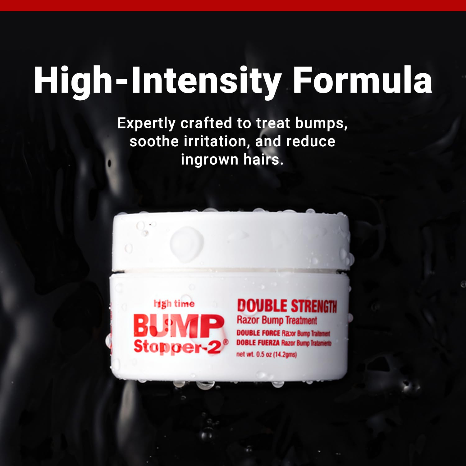 Application on skin with High Time Bump Stopper 2 for shaving bumps care.