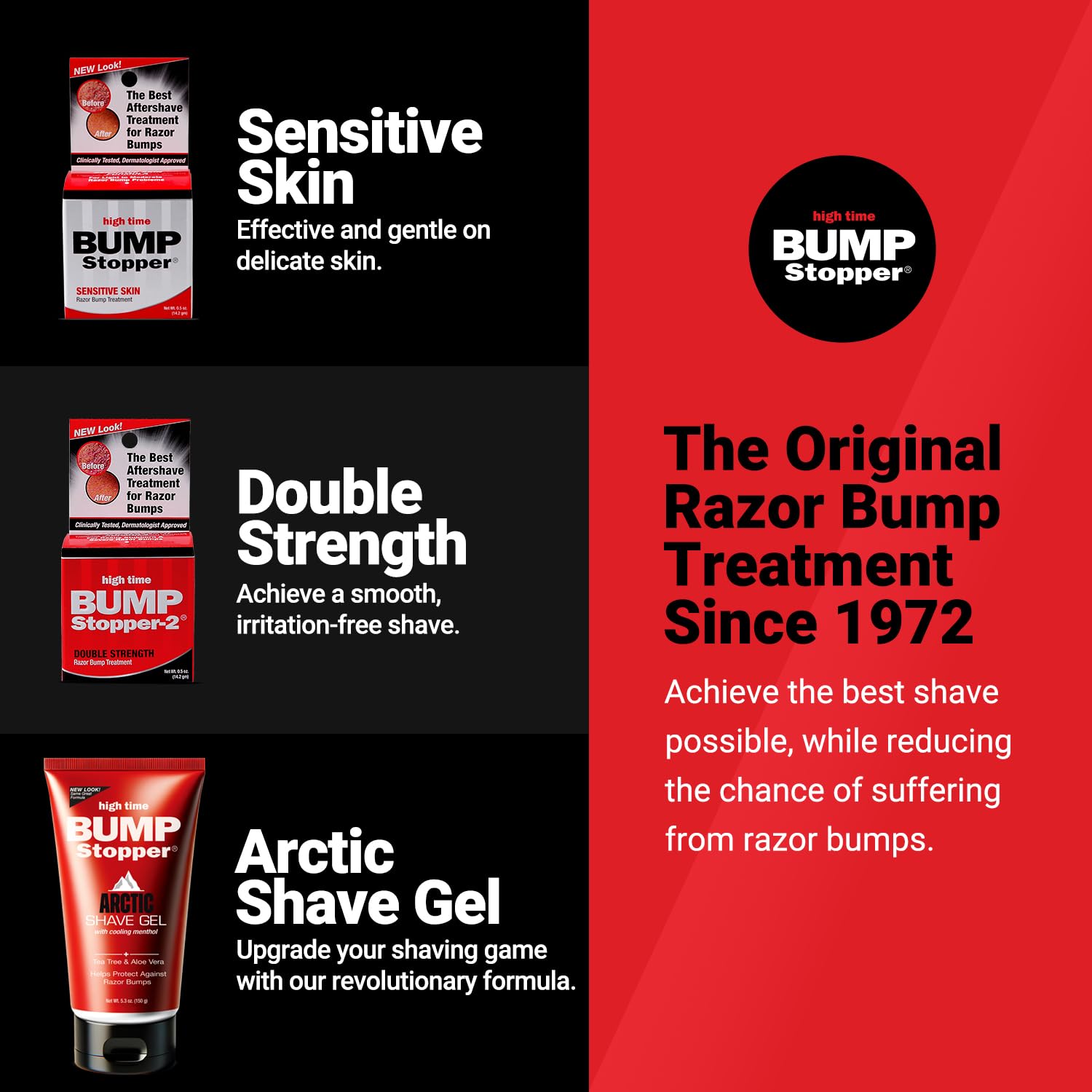 Dermatologist-approved badge on High Time Bump Stopper 2 packaging.