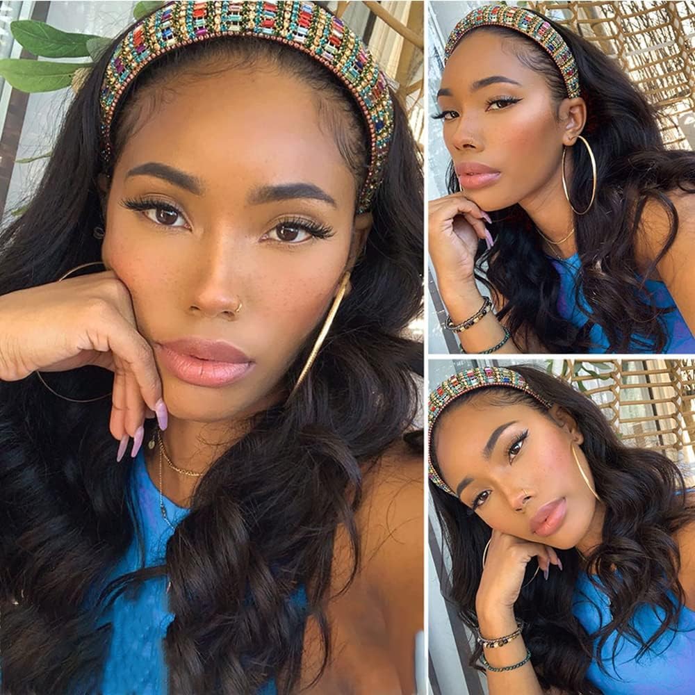 Higher Headband Wig glueless Velcro four combs for secure fit