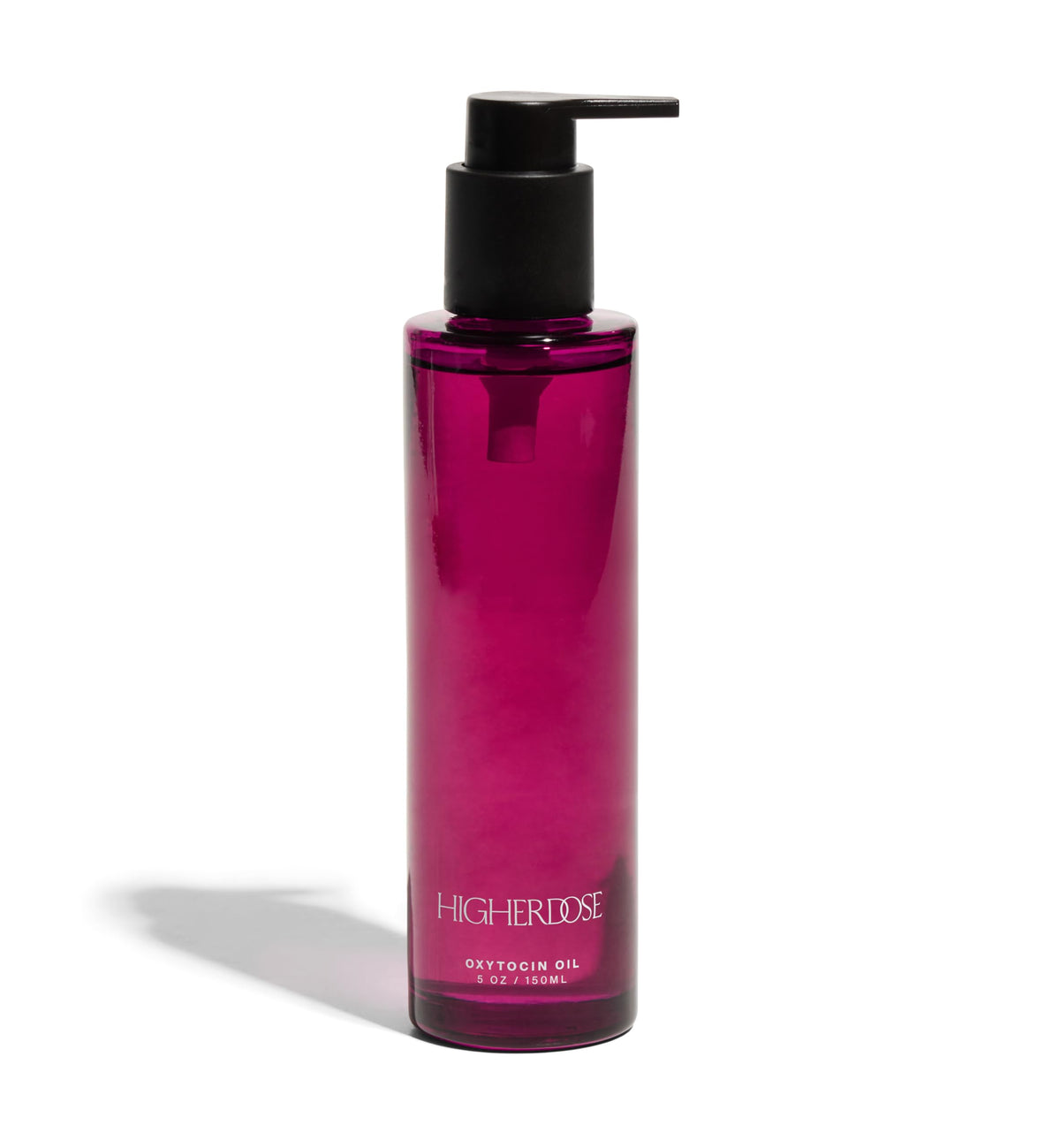 HigherDOSE Oxytocin Oil bottle close-up highlighting premium packaging and light hydration.