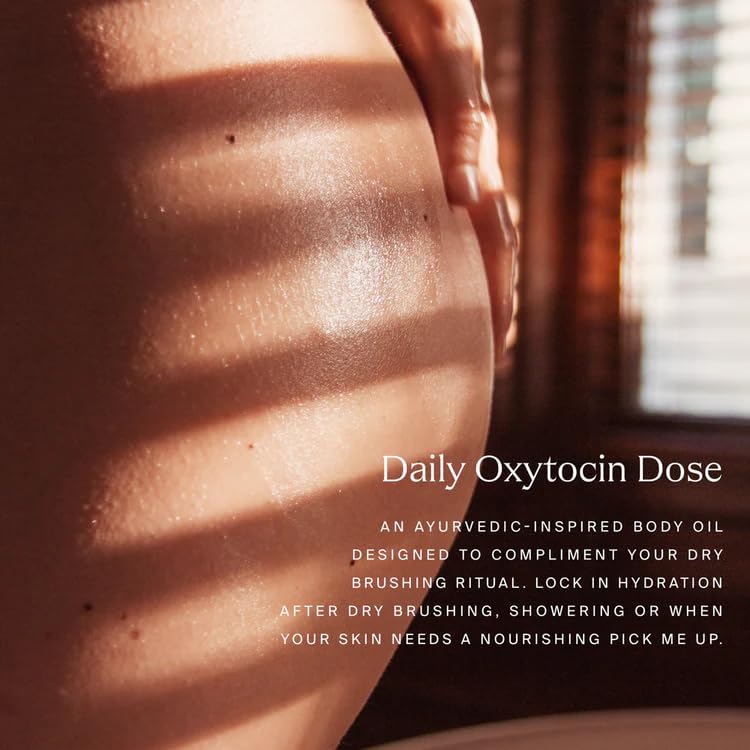 HigherDOSE Oxytocin Oil nourishing application on damp skin.