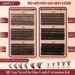 Higu clace lash clusters with mixed lengths 10-18mm for natural to dramatic styles.