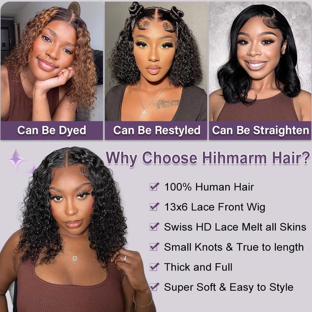 Hihmarm Curly Bob Wig natural color for versatile everyday style
