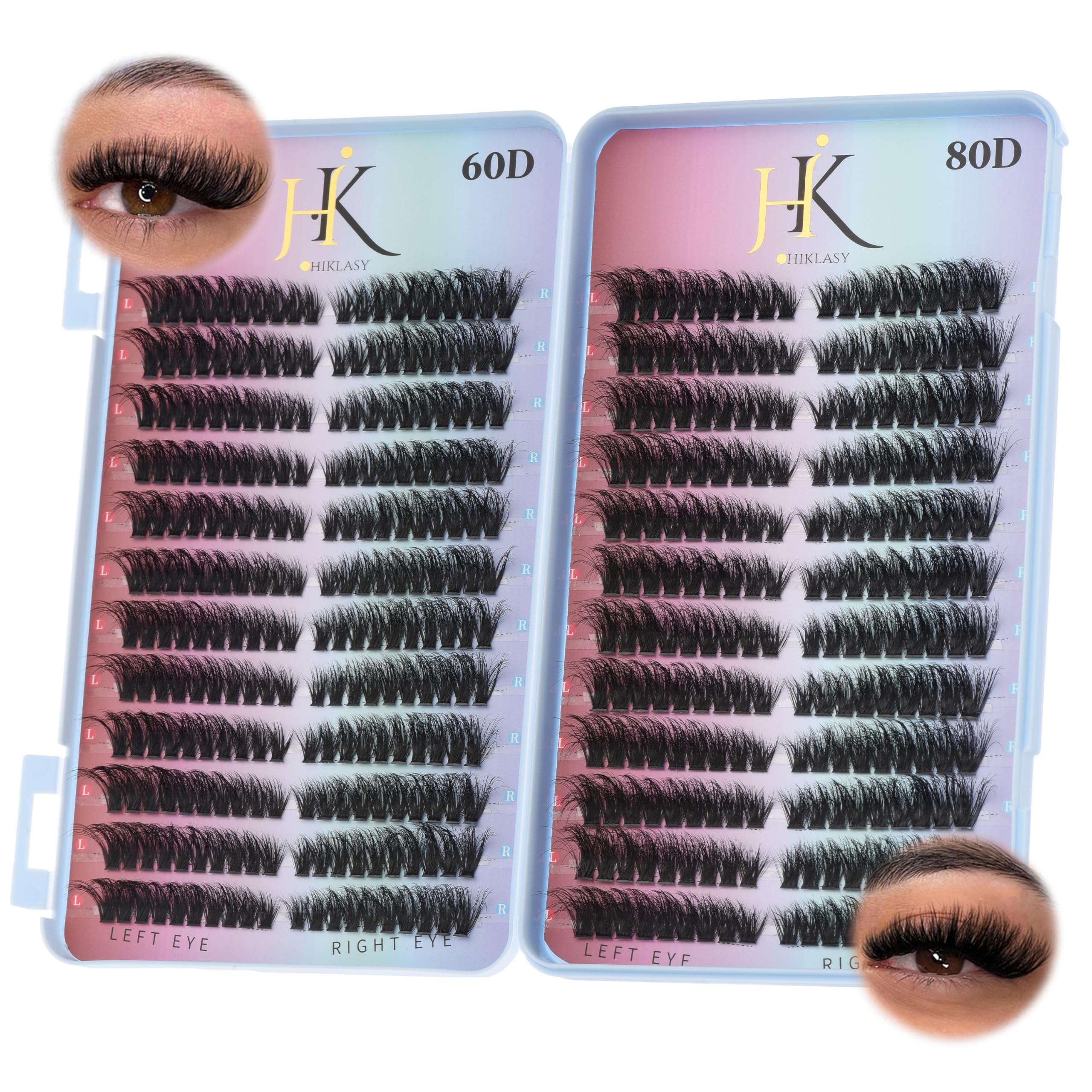 Hiklasy wispy lash clusters cat-eye set for easy DIY extensions.