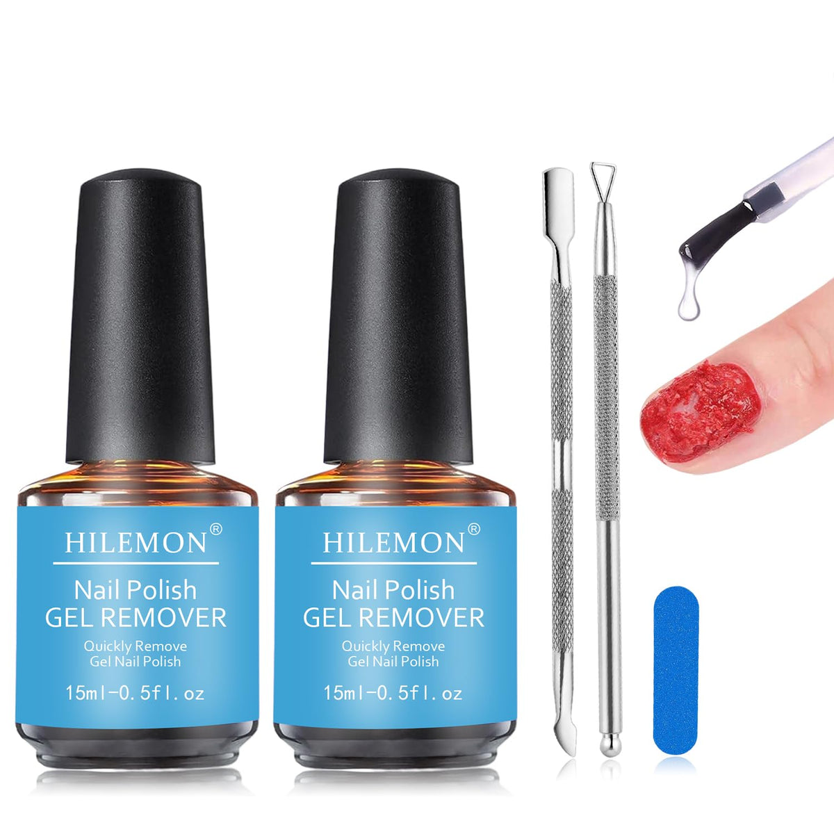 HiLemon Quick Remover bottle front for fast gel polish removal.
