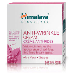Himalaya Anti-Wrinkle Cream jar close-up highlighting silky texture for dry skin hydration.