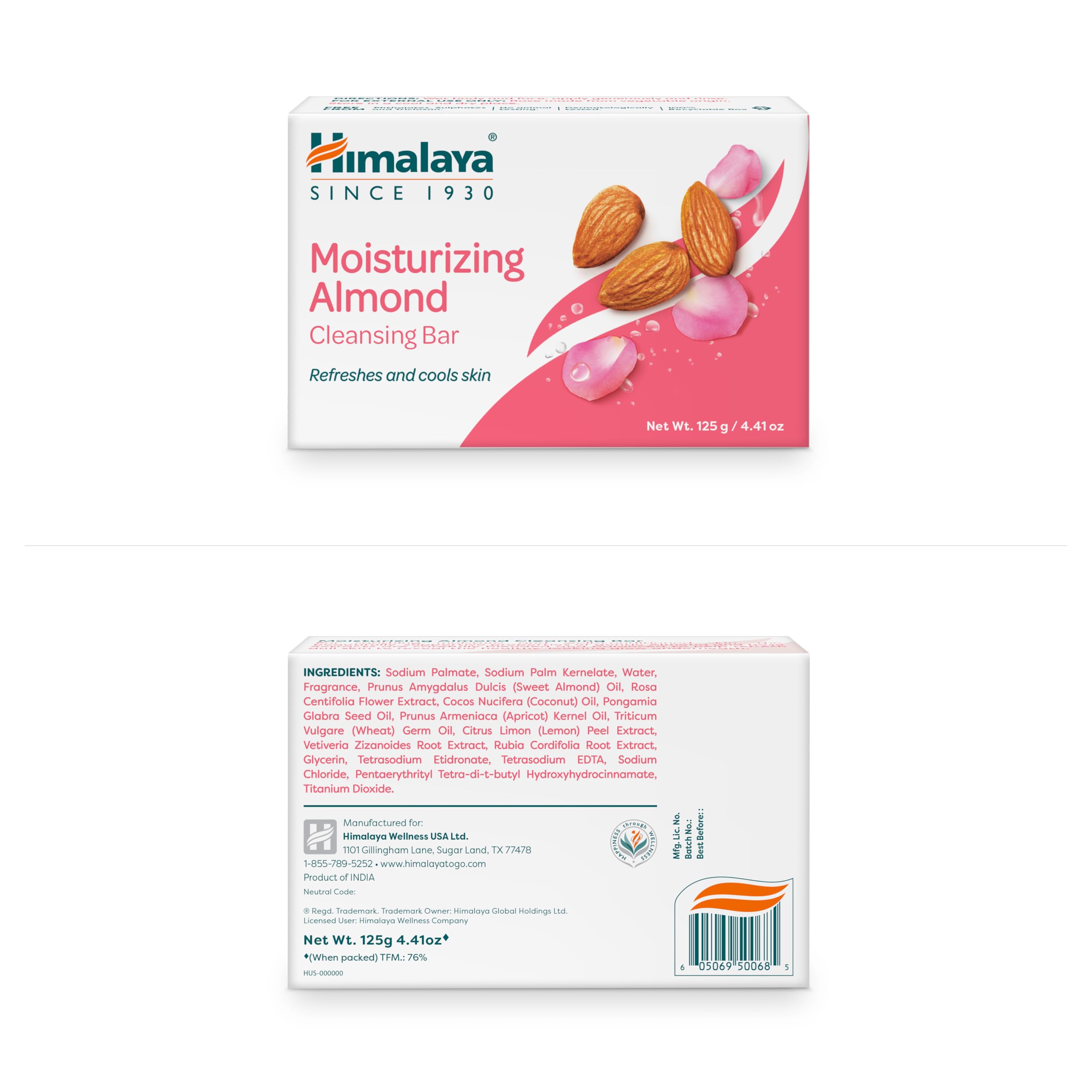 Himalaya almond cleansing bar pack close-up with rich lather