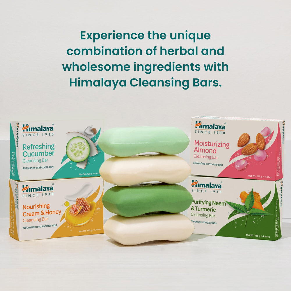 Himalaya almond cleansing bar promoting moisturized, smooth skin