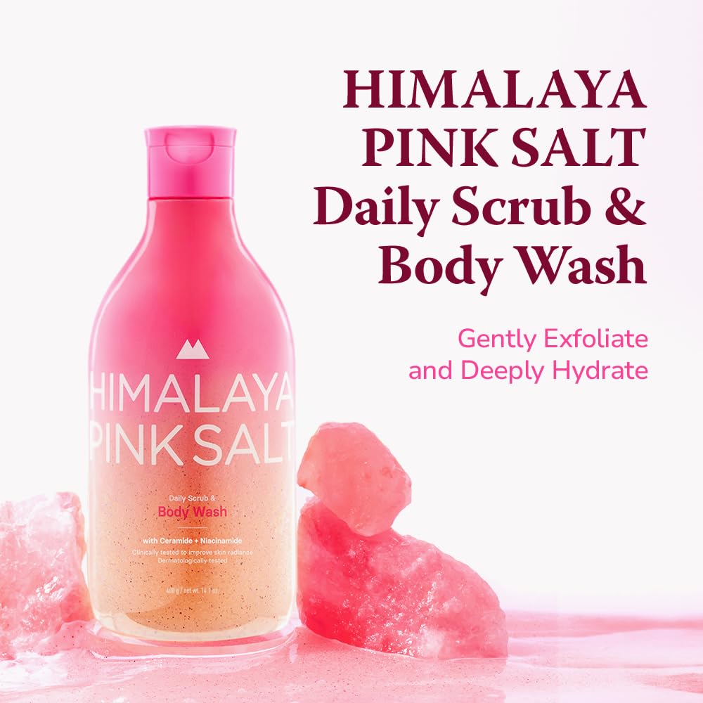 Himalaya Pinksalt pink salt grains close-up emphasizing natural exfoliation.