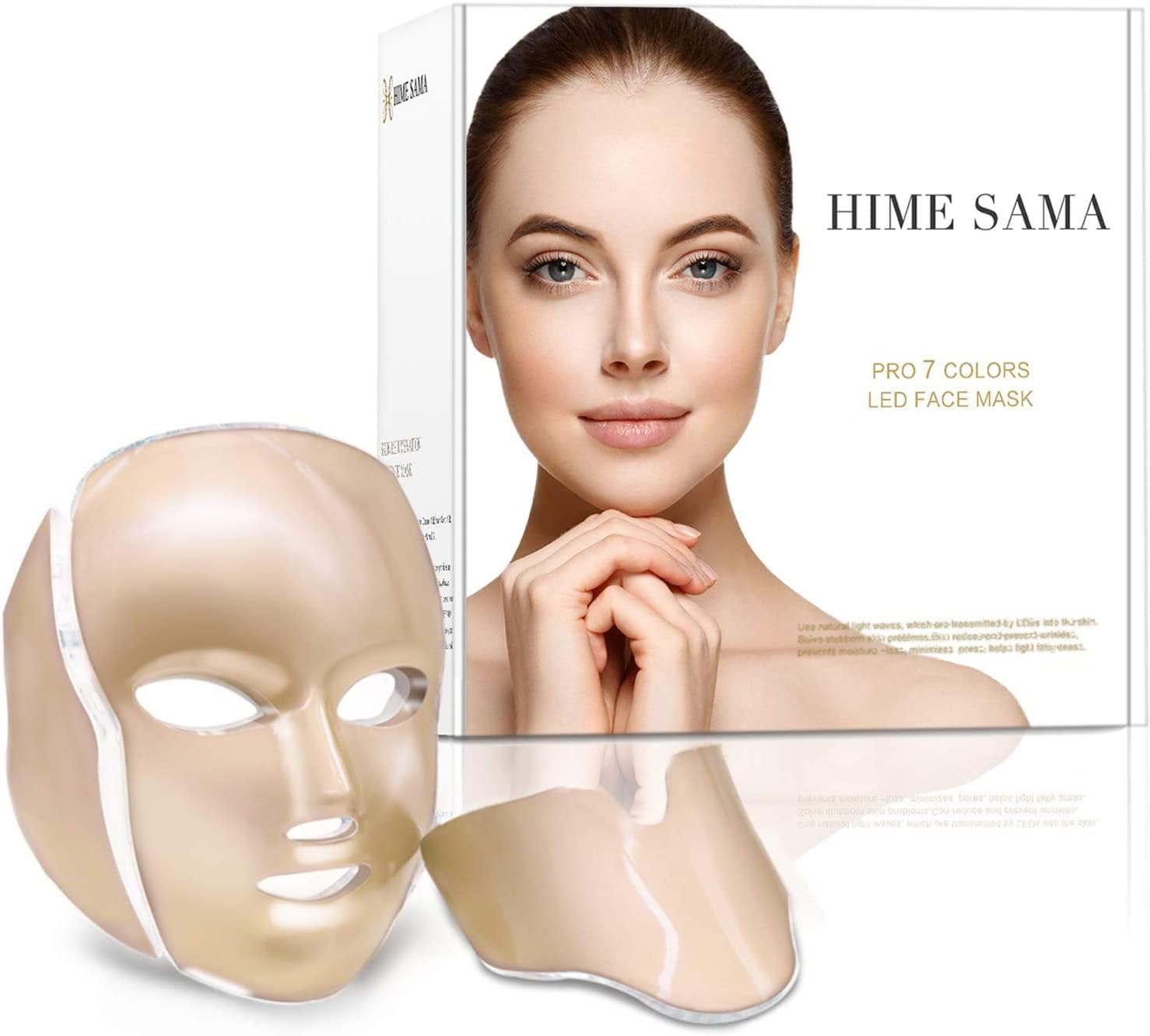 HIME SAMA LED Face Mask with 7-color light for comprehensive skincare sessions.