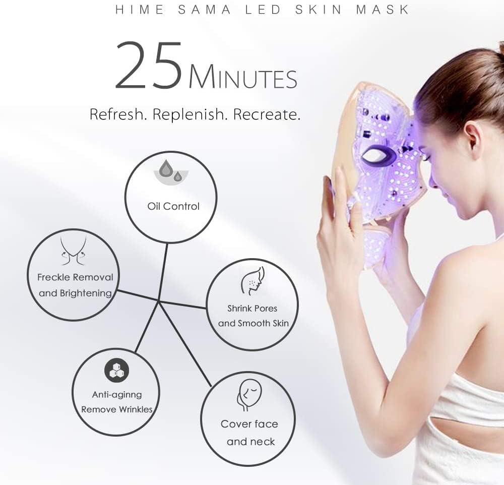 HIME SAMA LED Face Mask blue light close-up for soothing and tightening skin