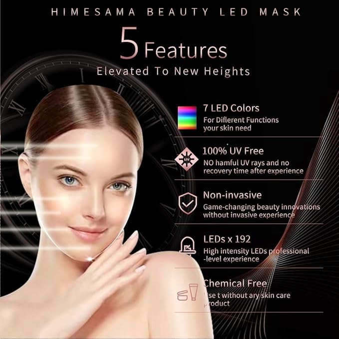 HIME SAMA LED Face Mask neck area view for extended face and neck treatment.