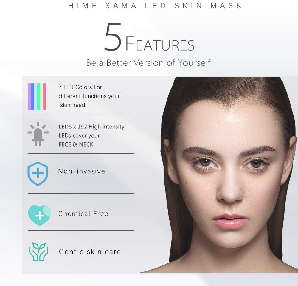 HIME SAMA LED Face Mask red light close-up for reducing visible fine lines