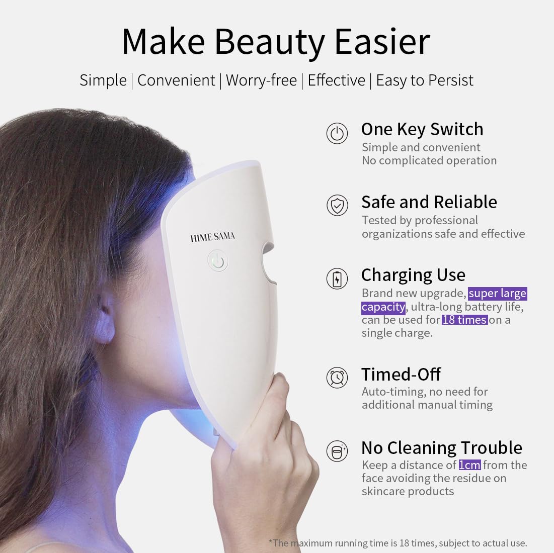 HIME SAMA Led Face Mask 10-minute sessions fit into busy days