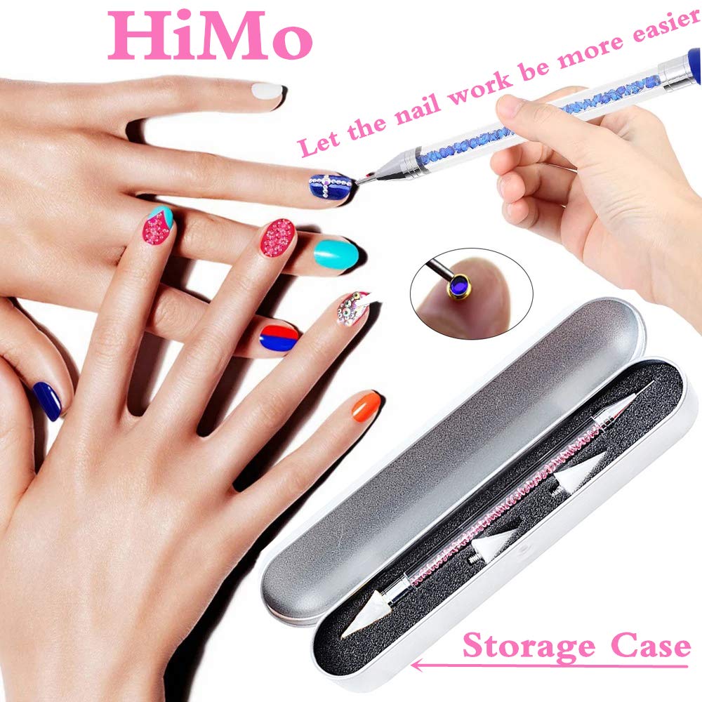 HiMo acrylic handle with rhinestone detailing for comfortable nail art.