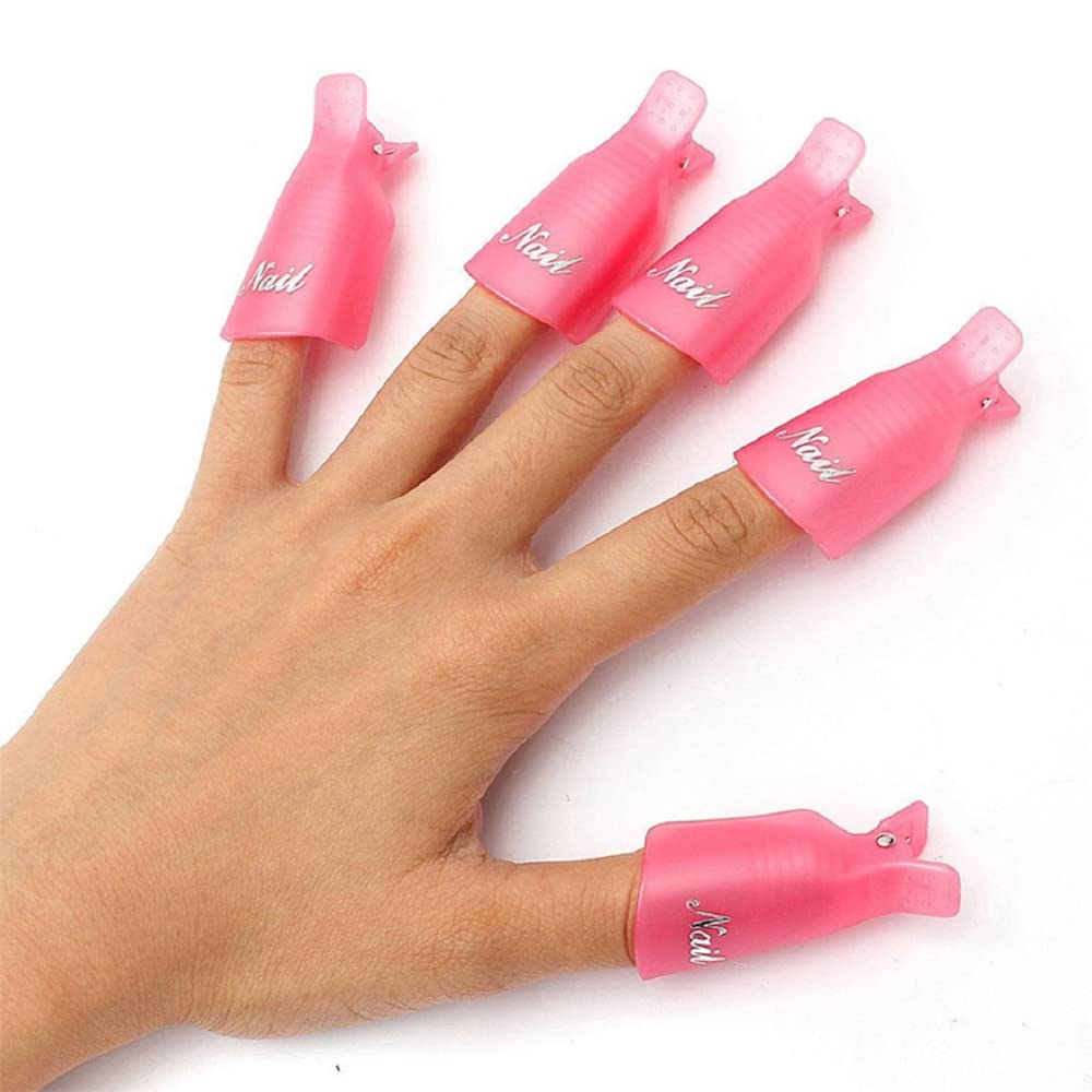 HiMo nail-art soak-off cap clip in pink for quick polish removal
