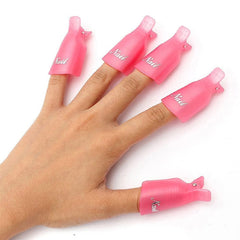 HiMo nail-art soak-off cap clip in pink for quick polish removal