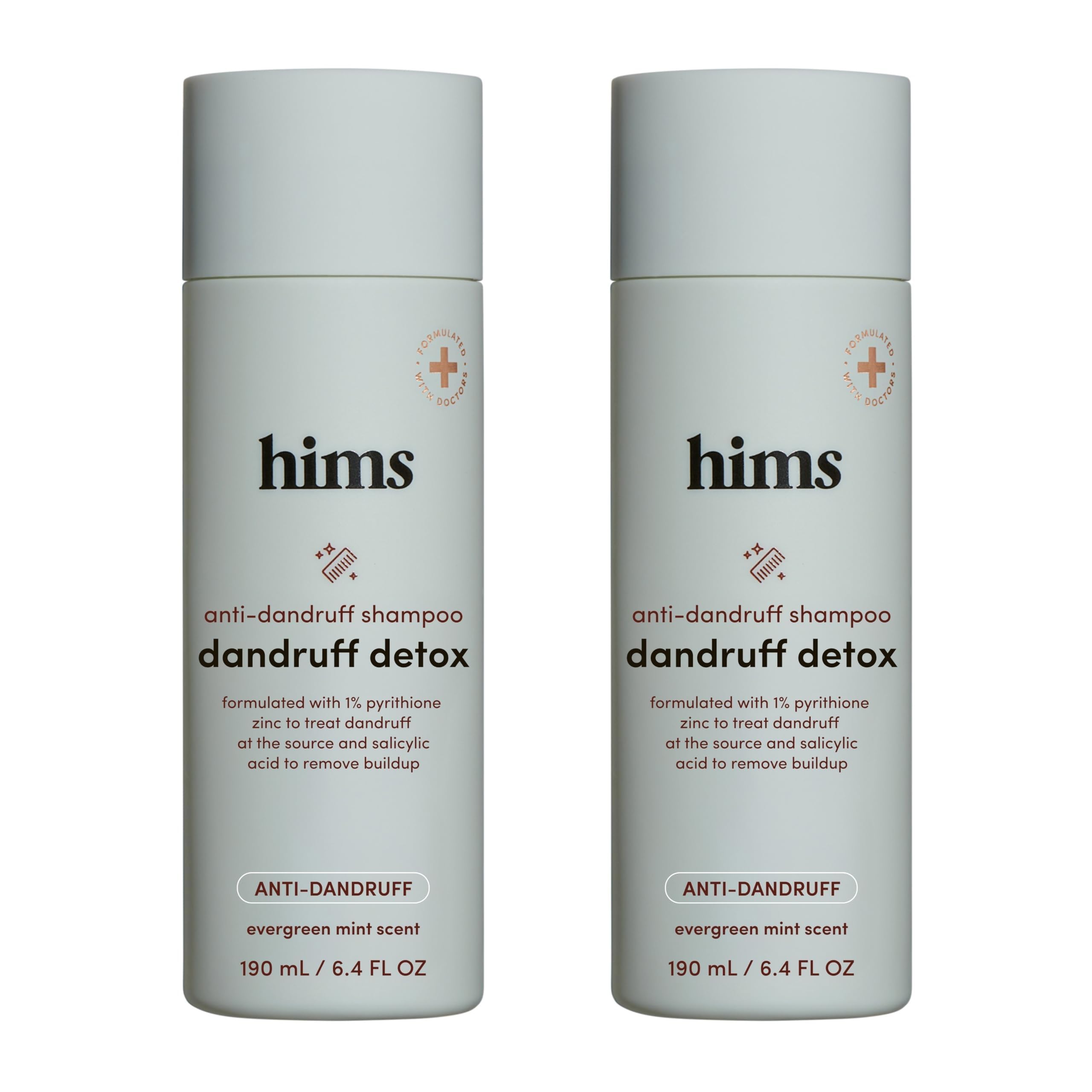 hims & hers Dandruff Detox Shampoo bottle front view for everyday scalp care.