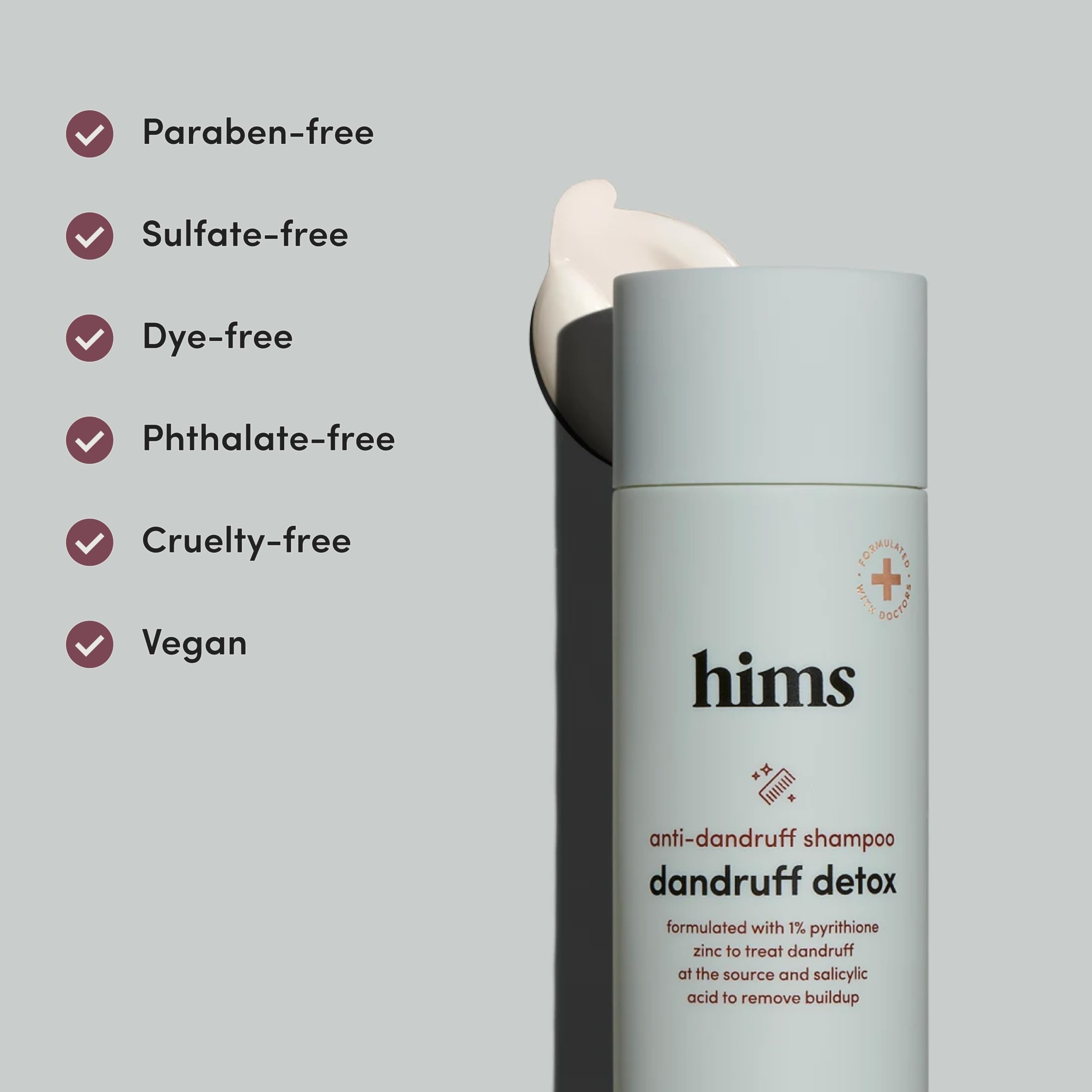 Two-pack display featuring the hims & hers dandruff detox set.