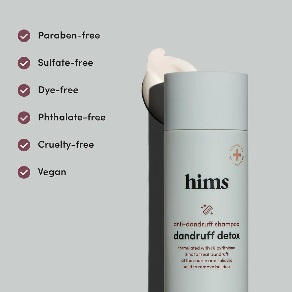 Two-pack display featuring the hims & hers dandruff detox set.