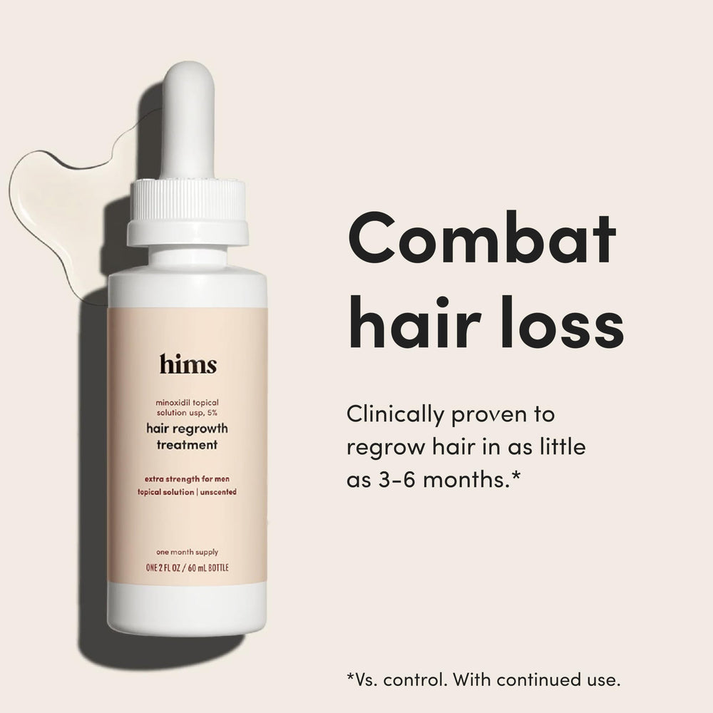 hims Hair Regrowth Treatment dropper application for daily use on scalp