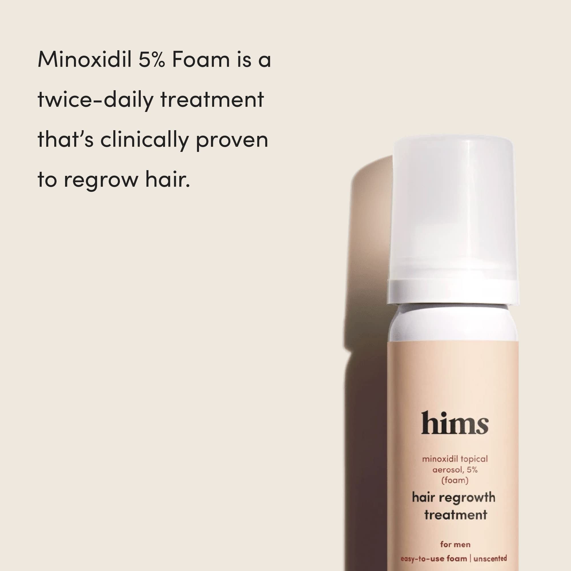 Hims hair regrowth treatment pump is pressed for easy daily scalp application.
