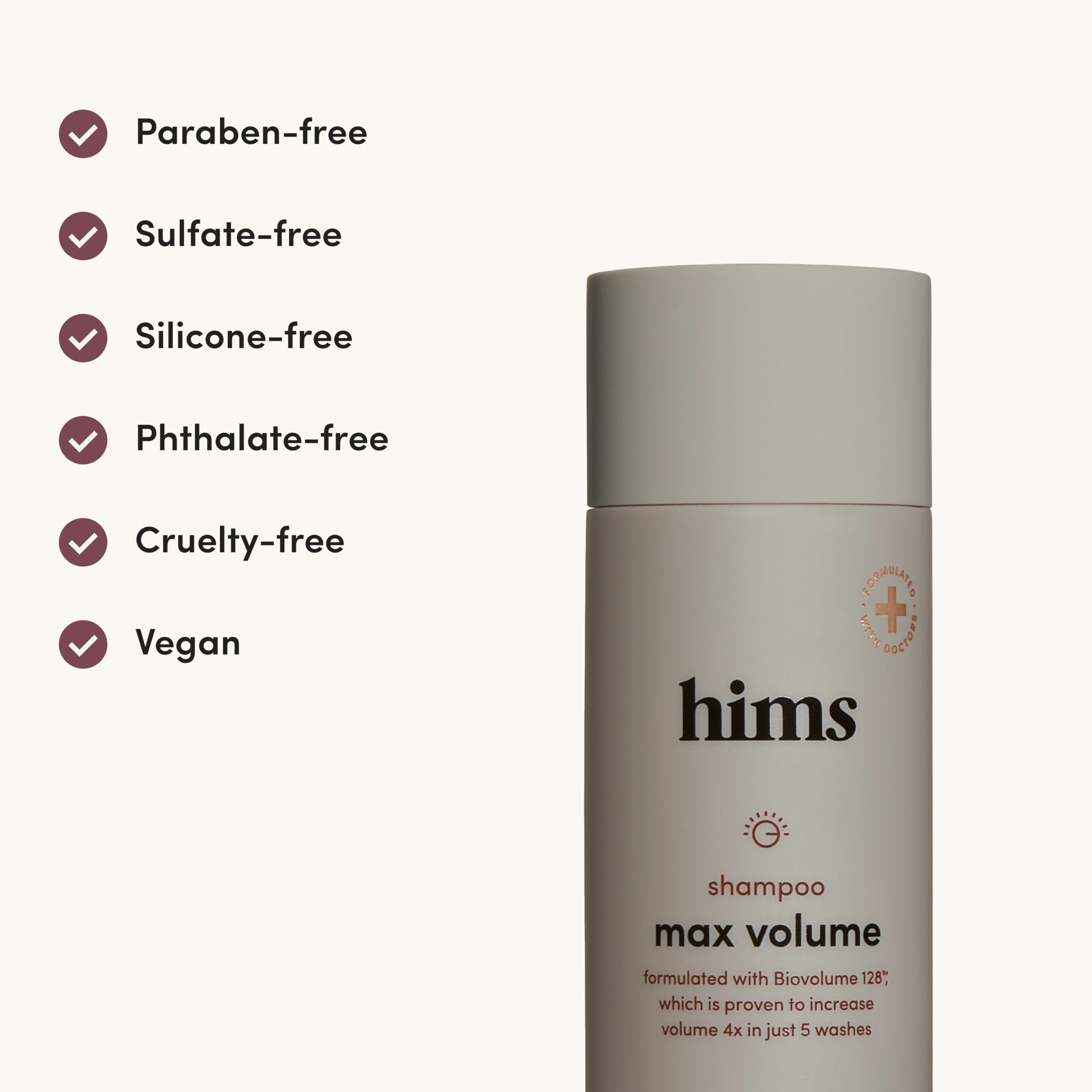 Hims Hers Max Volume Shampoo creamy lather seen during washing.