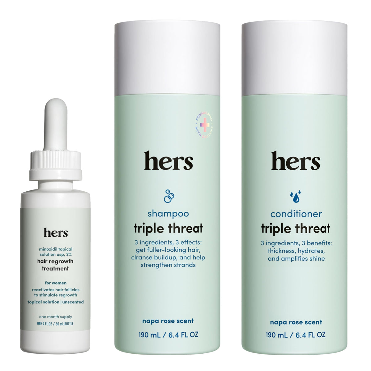hims & hers triple threat shampoo bottle for color-safe daily care