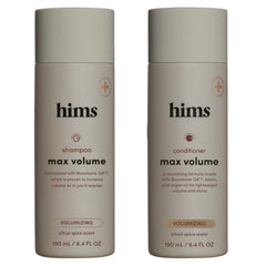 Hims Max Volume shampoo bottle with lightweight formula for fuller hair.
