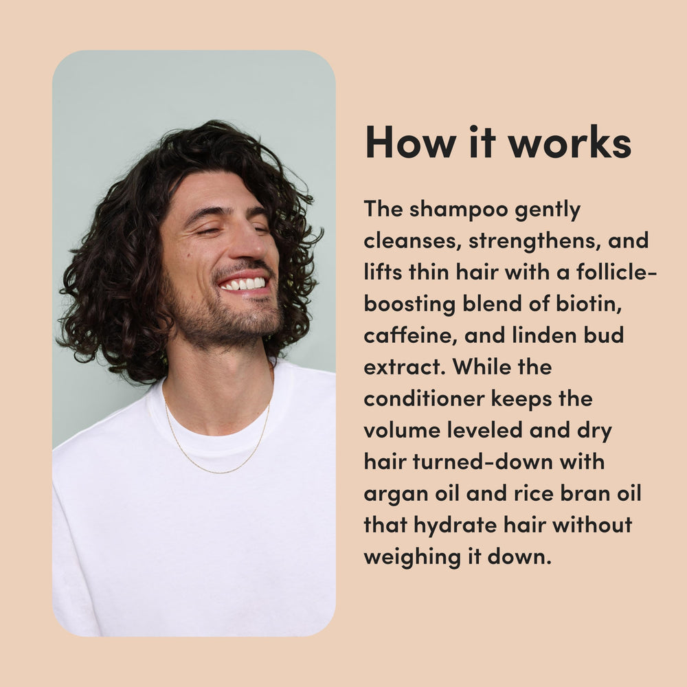 Hims Max Volume shampoo lather close-up with rich cleansing foam.