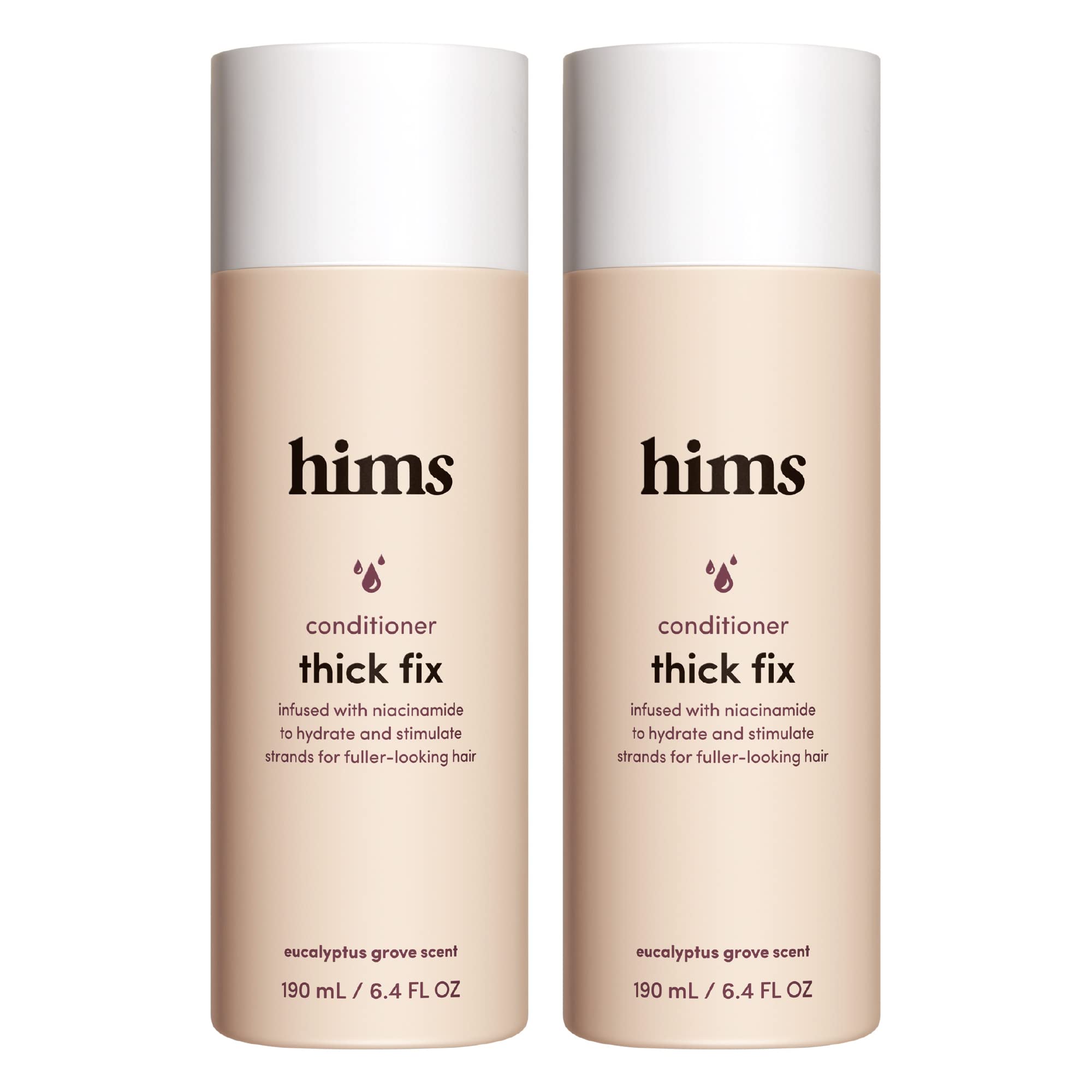 Hims Thick Fix Conditioner bottle-front view shows fuller-looking hair potential