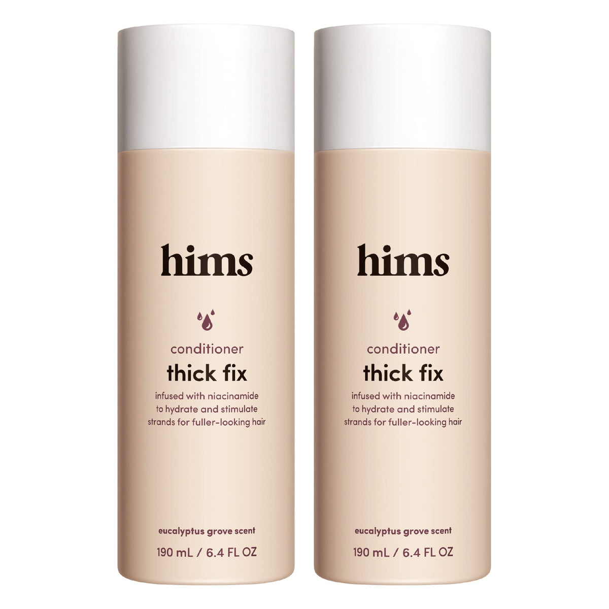 Hims Thick Fix Conditioner bottle-front view shows fuller-looking hair potential