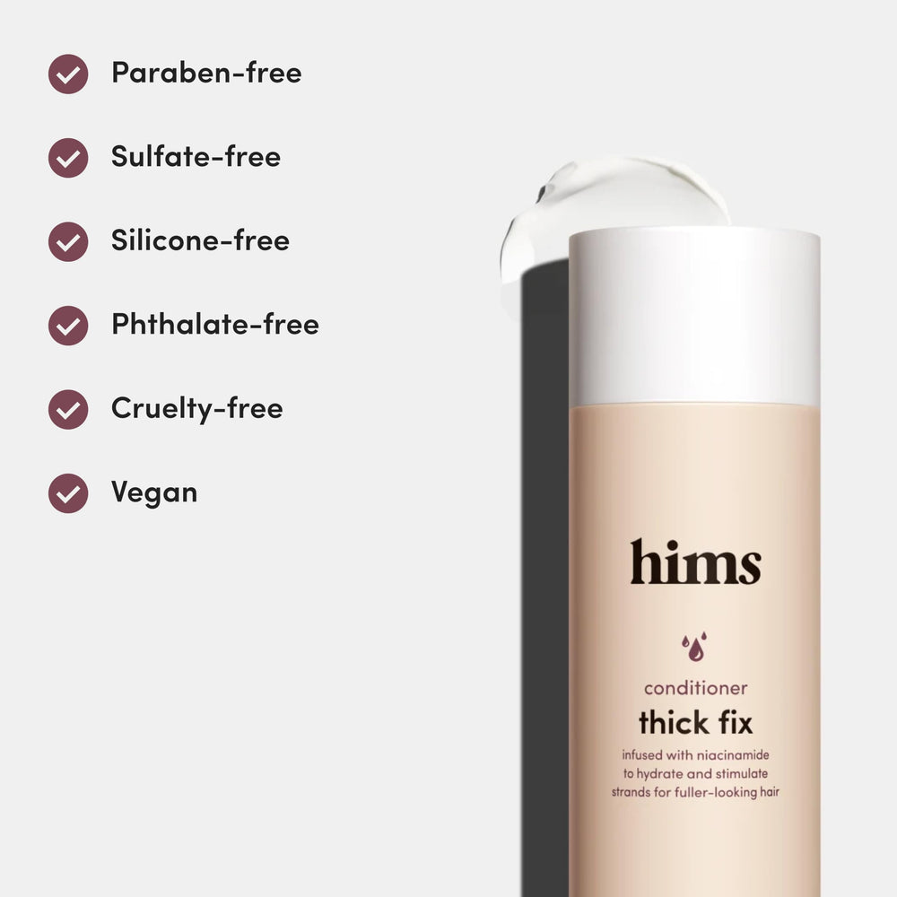 Hims Thick Fix Conditioner creamy texture suggests weightless moisture for hair