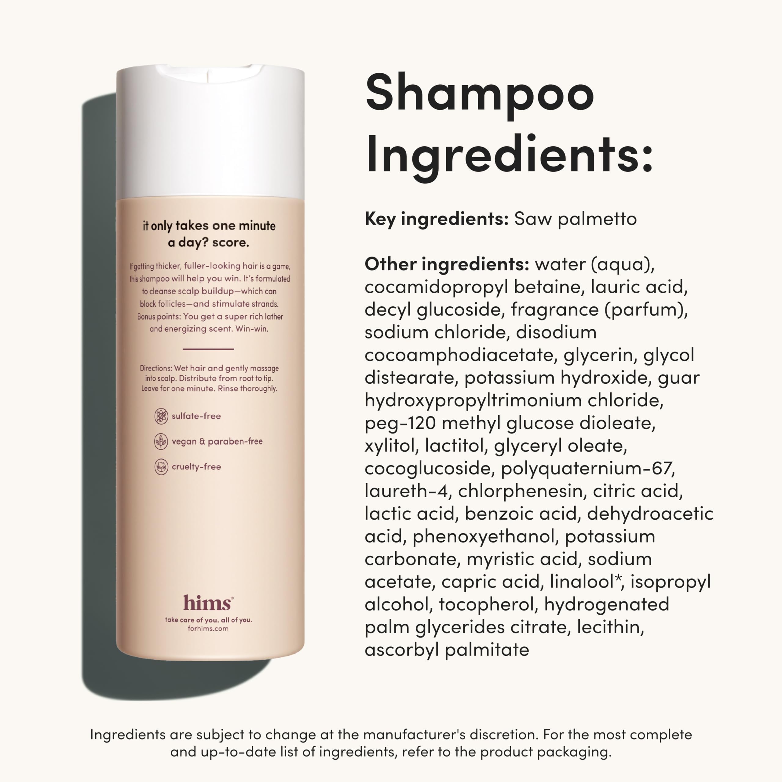 Hims Thick Fix Saw Palmetto ingredient depiction for scalp care.