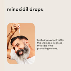 Hims Thick Fix serum dropper in use promotes even application to scalp.