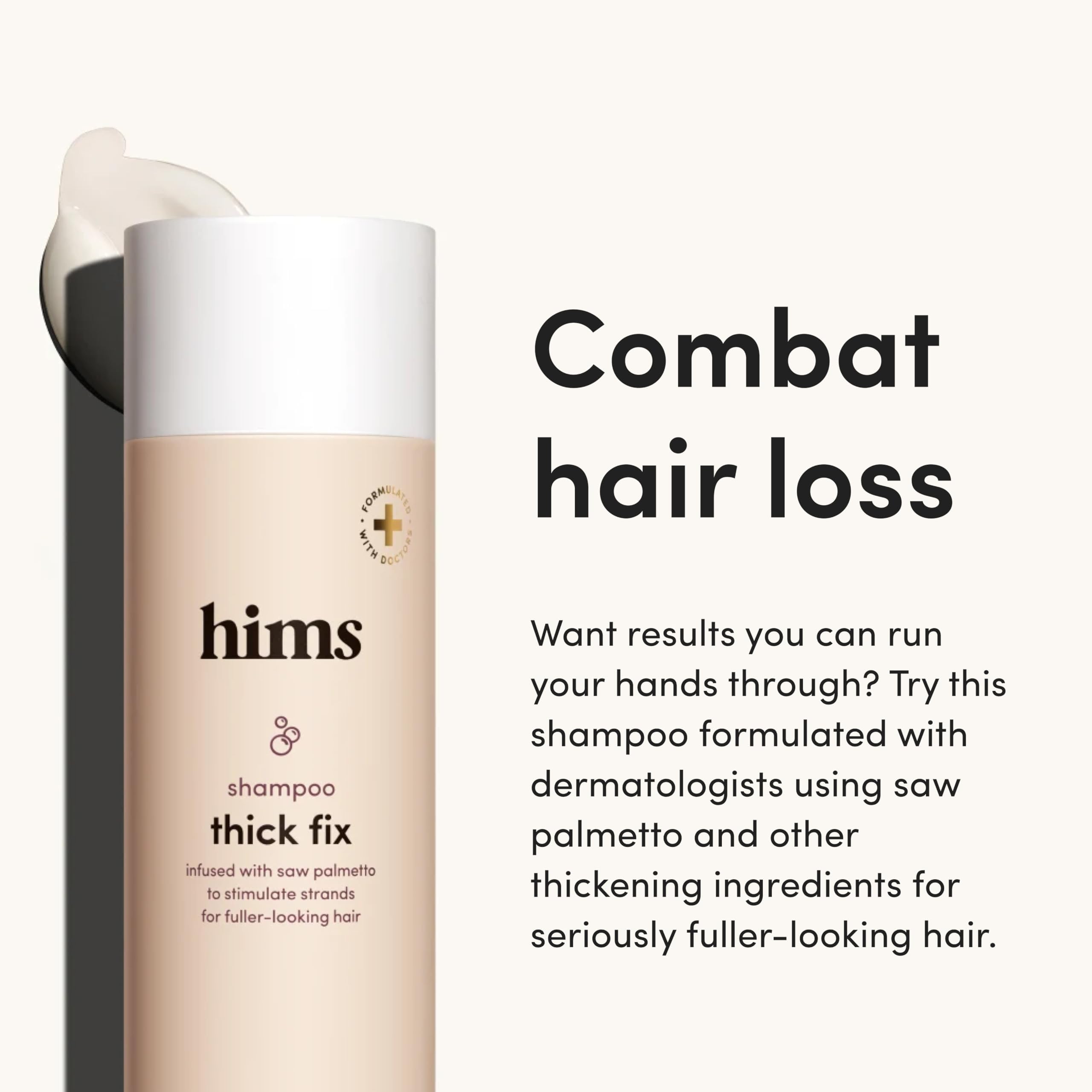 Hims Thick Fix Shampoo foamy lather demonstrates refreshing daily cleansing.