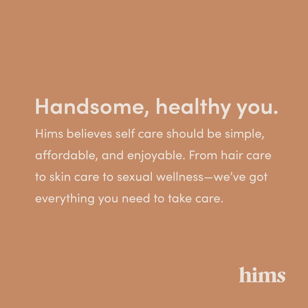 Hims Thick Fix shampoo lather on hair illustrates cleansing for thicker-looking results.