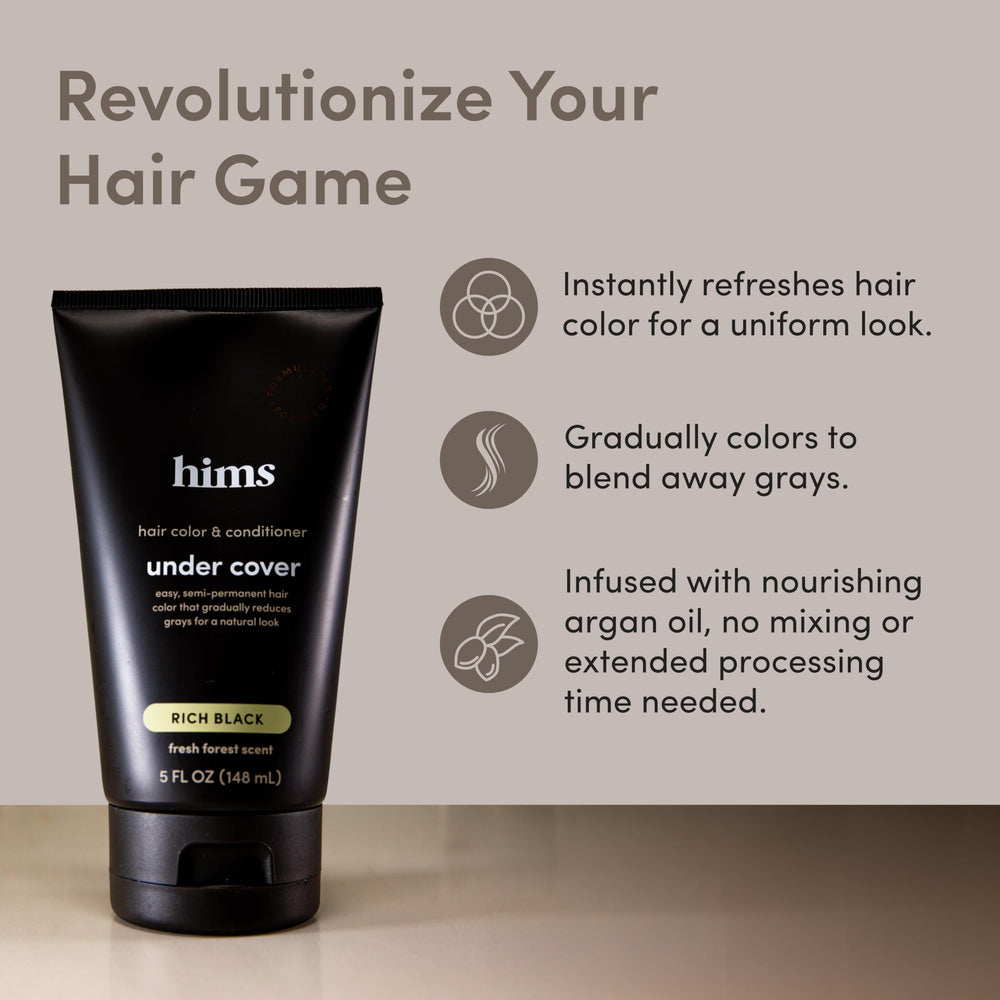 hims Under Cover application in shower demonstrating easy color and conditioning