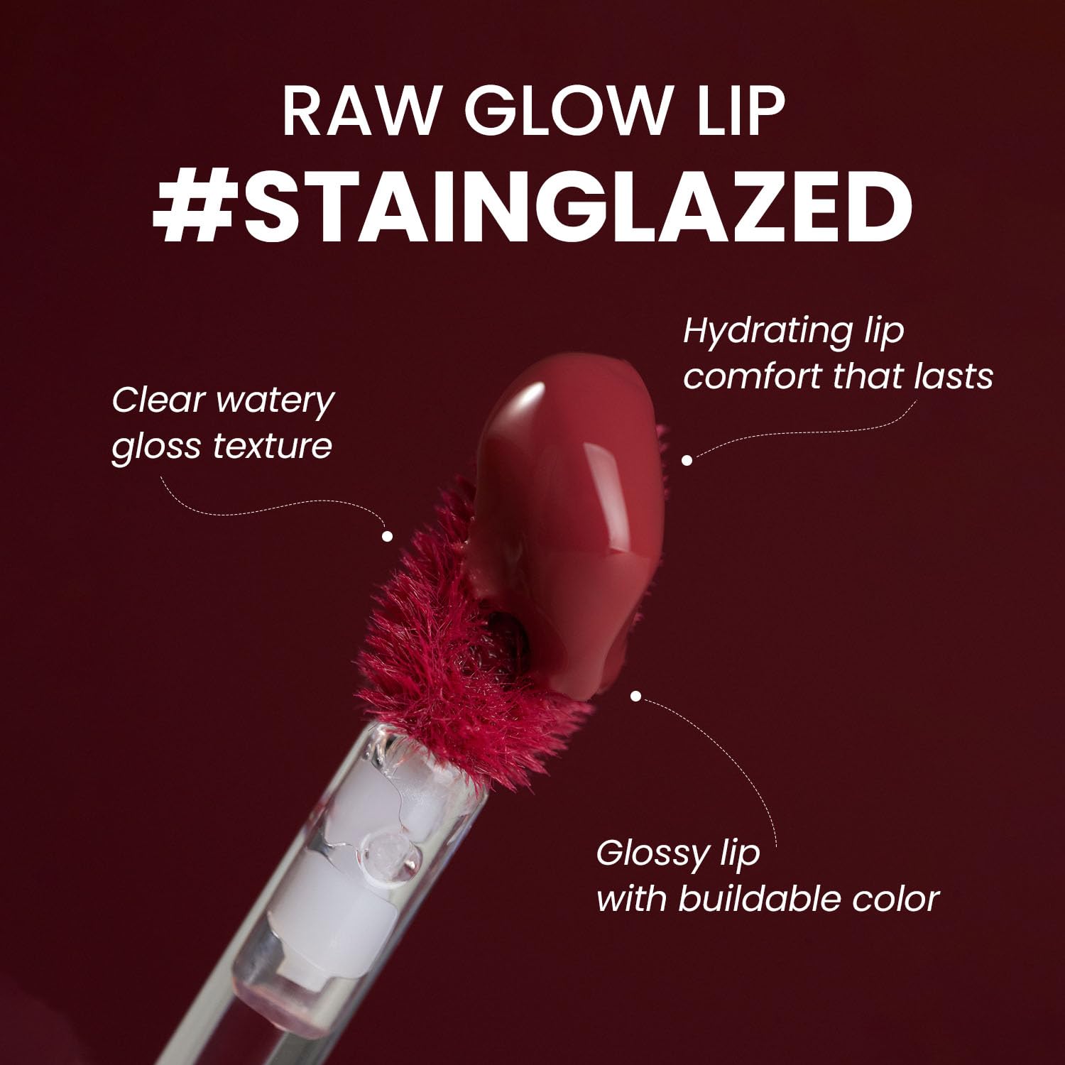 HINCE Raw Glow Lip Tint Chill-07 glossed lips with dewy finish