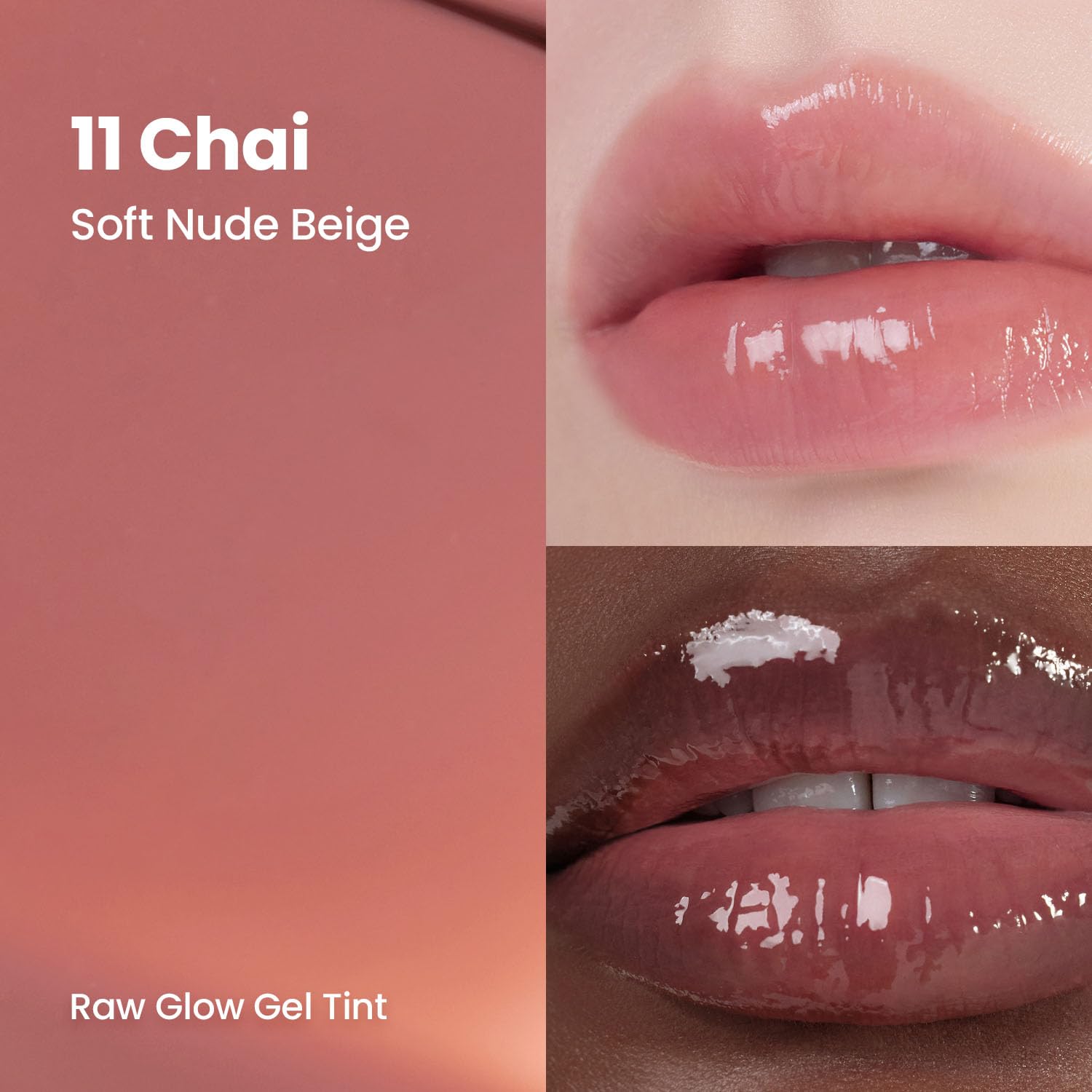 Close-up of HINCE Raw Glow Lip Tint for glossy dew.