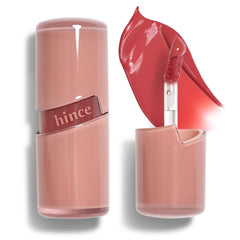 HINCE Raw Glow Lip Tint RAW ROSE 02 application close-up shows dewy, non-sticky color