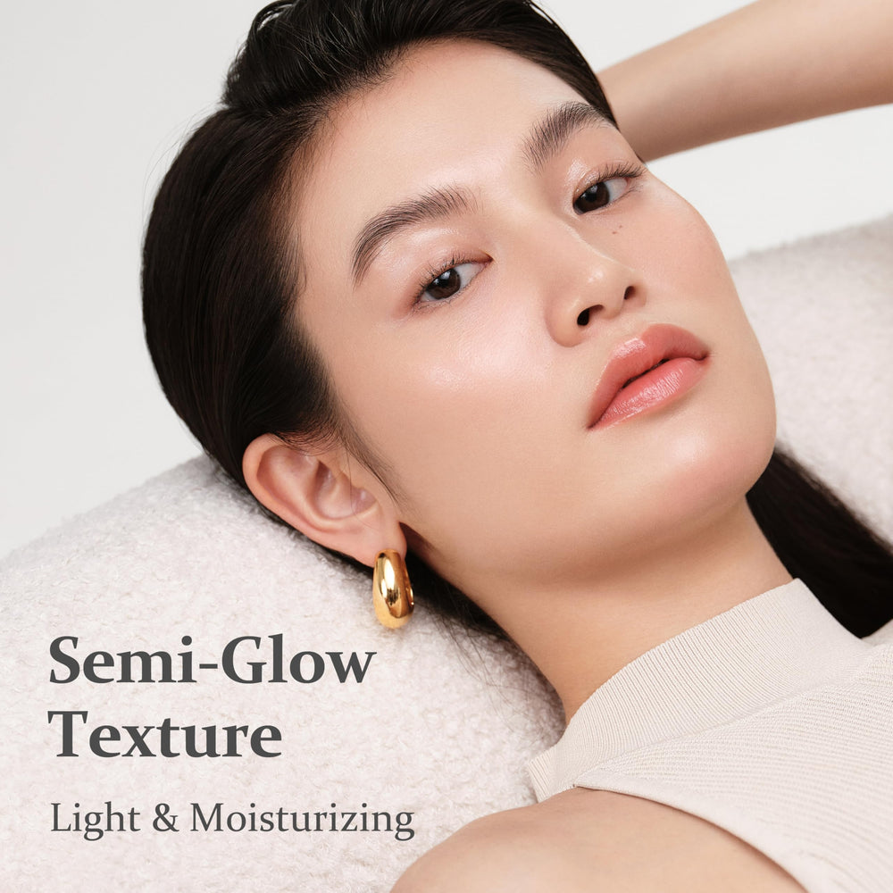 HINCE glow cushion on cheek reveals radiant, hydrated look