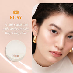 HINCE puff for the glow cushion demonstrates easy, even application
