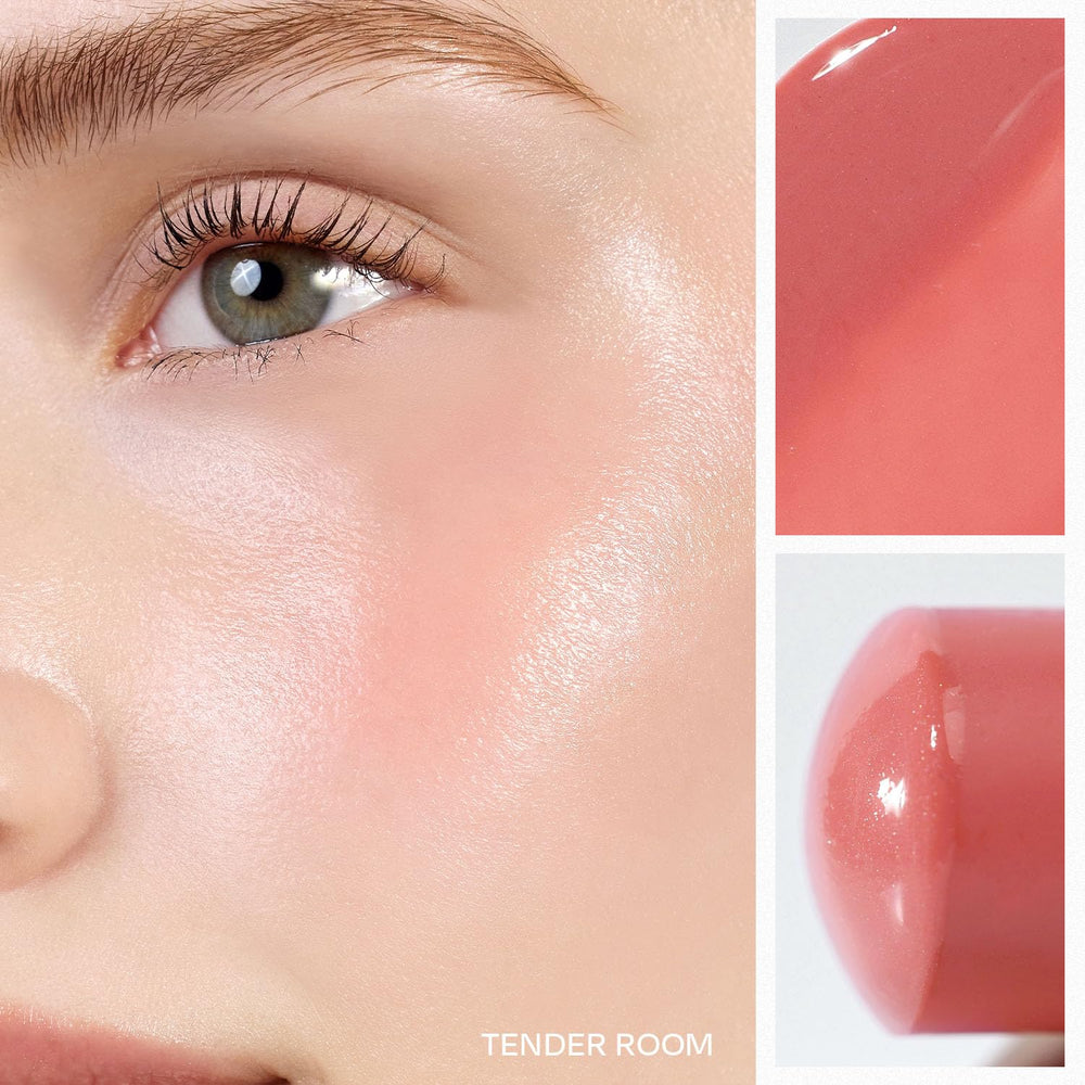 HINCE balm used as blush and highlighter for cheeks with natural sheer color