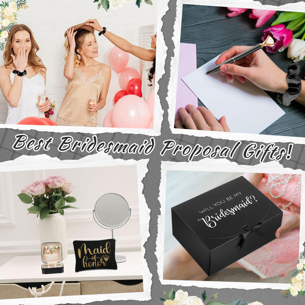 Hinly gift box with bow completes a polished bridesmaid proposal.