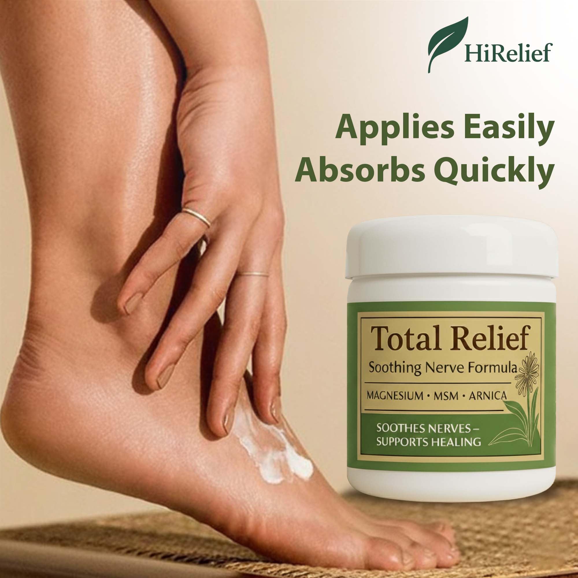 HiRelief Total Relief Magnesium Cream comes in a convenient 4 oz container for home use