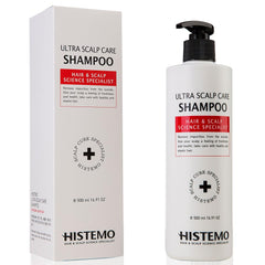 Histemo Ultra Scalp Care Shampoo bottle front for healthier scalp support.