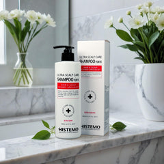 Histemo Ultra Scalp Care Shampoo lather close-up for rich cleansing and scalp refresh.