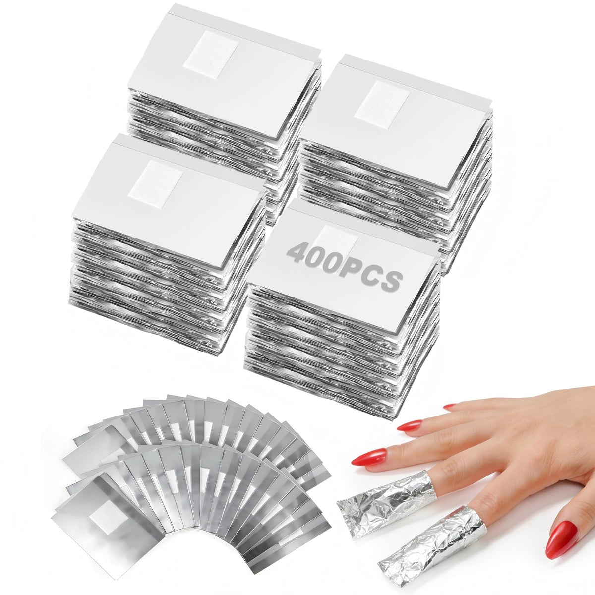 HIWRBDTI nail foil wraps with preattached lint-free pads for mess-free polish removal.